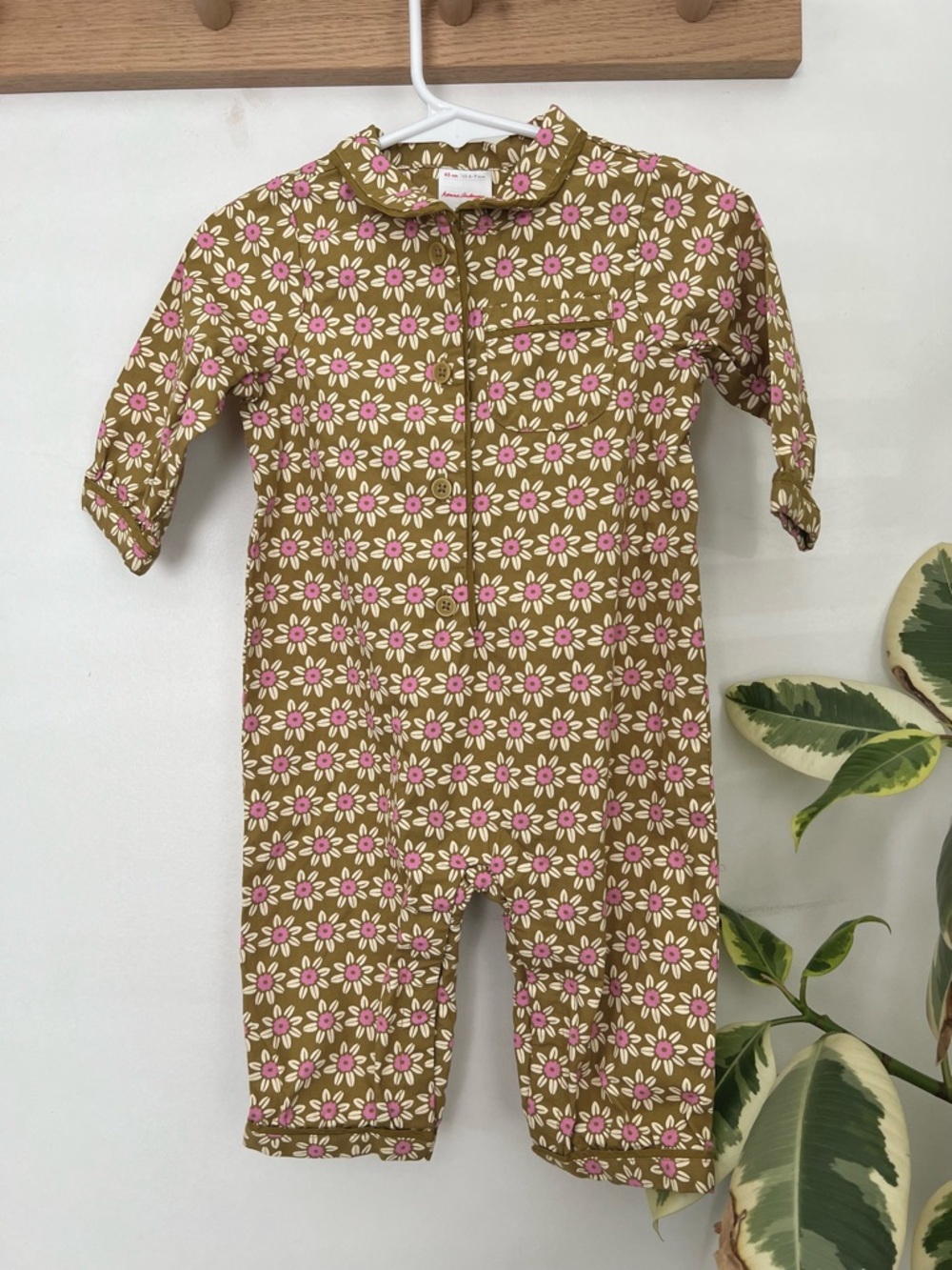 Hanna Andersson Poplin Sleeper Sweet Daisies Baby One-Piece 6-9M Pajama Floral